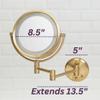 JERDON Wall-Mounted Makeup Mirror with LED Light - Direct Wire Lighted Makeup Mirror with 8X Magnification - 8.5-inch Diameter Mirror with Gold Finish Wall Mount - Model HL75BGD view 3