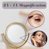 JERDON Wall-Mounted Makeup Mirror with LED Light - Direct Wire Lighted Makeup Mirror with 8X Magnification - 8.5-inch Diameter Mirror with Gold Finish Wall Mount - Model HL75BGD view 4