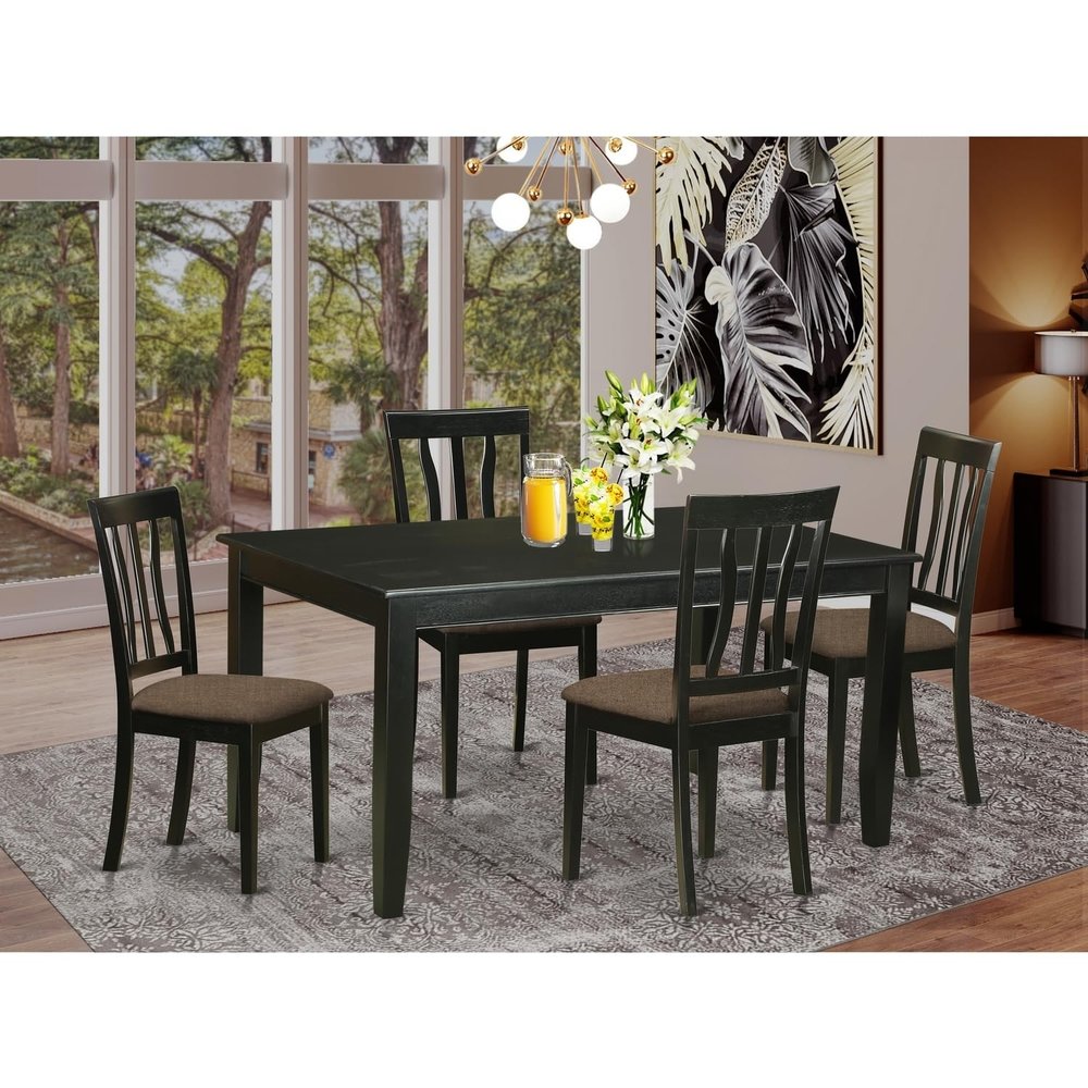 HomeStock Dining Set 5 Piece - Hardwood Table & Chairs - Modern Asian Style