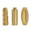 Deco 79 Ceramic Decorative Vase Dimensional Ribbed Centerpiece Vases with Varying Shapes, Set of 3 Flower Vases for Home Decoration 4" W, 11" H, Gold view 1