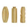 Deco 79 Ceramic Decorative Vase Dimensional Ribbed Centerpiece Vases with Varying Shapes, Set of 3 Flower Vases for Home Decoration 4" W, 11" H, Gold view 3