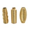 Deco 79 Ceramic Decorative Vase Dimensional Ribbed Centerpiece Vases with Varying Shapes, Set of 3 Flower Vases for Home Decoration 4" W, 11" H, Gold view 4
