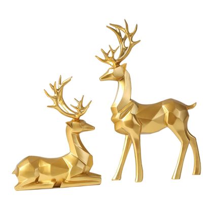 ABOOFAN 2pcs Folded Reindeer Figurines Elegant Deer Statues for Home Decor Minimalist Christmas Decorations Unique Tabletop Ornaments for Living Room and Bedroom