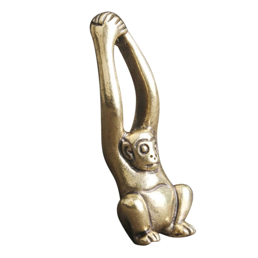 HOMSFOU Brass Proboscis Monkey Gorilla Sculpture Monkey Ornament Gibbon Sculpture Brass Animal Statue Chimp Figurines Gibbon Figure Miniature Animals Miniature Gibbon Statue China Long arm