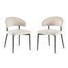 Walker Edison Modern Curved Back Upholstered Dining Chair with High-Performance Woven Upholstery and Powder Coated Steel Base, 2pk, Ivory view 1