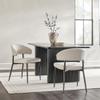 Walker Edison Modern Curved Back Upholstered Dining Chair with High-Performance Woven Upholstery and Powder Coated Steel Base, 2pk, Ivory view 2