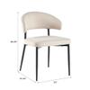 Walker Edison Modern Curved Back Upholstered Dining Chair with High-Performance Woven Upholstery and Powder Coated Steel Base, 2pk, Ivory view 3