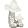 Deco 79 Ceramic Mushroom Decorative Sculpture Home Decor Statue with White Tops and Textured Grooves, Accent Figurine 7" x 6" x 10", Silver view 1