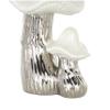 Deco 79 Ceramic Mushroom Decorative Sculpture Home Decor Statue with White Tops and Textured Grooves, Accent Figurine 7" x 6" x 10", Silver view 2