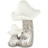 Deco 79 Ceramic Mushroom Decorative Sculpture Home Decor Statue with White Tops and Textured Grooves, Accent Figurine 7" x 6" x 10", Silver view 3