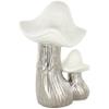 Deco 79 Ceramic Mushroom Decorative Sculpture Home Decor Statue with White Tops and Textured Grooves, Accent Figurine 7" x 6" x 10", Silver view 4