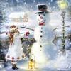 20-ct 13x13 Christmas Napkins for Decoupage - Snowman Winter Cocktail Napkins for Kids - Beautiful Paper Napkins With Cute Girl Embrace Design view 1
