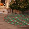 Christmas Tree Skirt 36" Green and Red Polka Dots on Dark Gray Linen Xmas Tree Skirt for Holiday Party Christmas Tree Mat Decorations Indoor Outdoor view 1