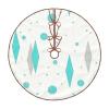 Christmas Tree Skirt 36" Retro Turquoise Diamond & Starburst Linen Xmas Tree Skirt for Holiday Party Christmas Tree Mat Decorations Indoor Outdoor view 2