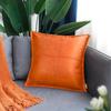 BRAWARM Orange Leather Throw Pillow 16 X 16 Inches, Faux Leather Pillow Cover with Piping, Hand Stitched Leather Decorative Throw Pillow Covers for Couch Sofa Bed Living Room Garden view 2