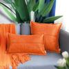 BRAWARM Orange Leather Throw Pillow 16 X 16 Inches, Faux Leather Pillow Cover with Piping, Hand Stitched Leather Decorative Throw Pillow Covers for Couch Sofa Bed Living Room Garden view 3
