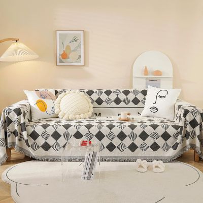 1/2/3/4 Seaters Sofa Throw Covers Printed Sofa Towel Chenille Sofa Slipcover With Tassels L/U Shape Anti-Slip Luxury Couch Cover Multipurpose Throws Blankets For Sofas Picnic(180X130cm,Gray 5)