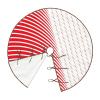 Christmas Tree Skirt 48" Geometric Patterns Christmas Red White Abstract Linen Xmas Tree Skirt for Holiday Party Christmas Tree Mat Decorations Indoor Outdoor view 4
