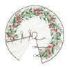 Christmas Tree Skirt 48" Christmas Holly Linen Xmas Tree Skirt for Holiday Party Christmas Tree Mat Decorations Indoor Outdoor view 4
