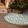 Christmas Tree Skirt 36" Pine and Holly Linen Xmas Tree Skirt for Holiday Party Christmas Tree Mat Decorations Indoor Outdoor view 1