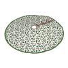 Christmas Tree Skirt 36" Pine and Holly Linen Xmas Tree Skirt for Holiday Party Christmas Tree Mat Decorations Indoor Outdoor view 3