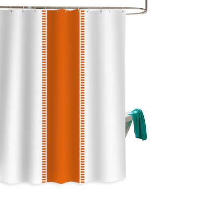 Shower Curtain, Orange White Stripes Minimalist Simple Pattern Washable Shower Curtain with Hooks Bath Decor Fabric Shower Curtains for Bathroom, Hotel, Stalls, Bathtubs, 36x72 in