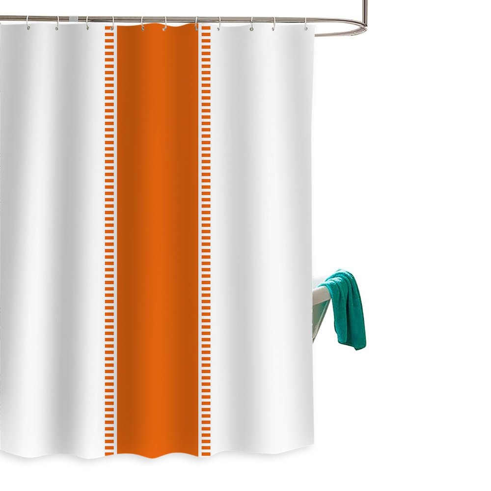 Shower Curtain, Orange White Stripes Minimalist Simple Pattern Washable Shower Curtain with Hooks Bath Decor Fabric Shower Curtains for Bathroom, Hotel, Stalls, Bathtubs, 36x72 in