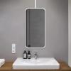 Renmlion Ceiling Hanging Mirror with Metal Framed Bathroom Mirror, White Ceiling Mounted Mirrors Wall Vanity Makeup Mirror Simple Glass Mirror Clear and Practical, White (Size : 40cmx70cm) view 1