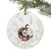 2024 Christmas Ornament Xmas Tree Hanging Accessories,Fall White Black Floral Farm Pumpkin Christmas Tree Round Ceramic Ornaments for Holiday Party Home Decor,Thanksgiving Gold Foil Leaf view 1