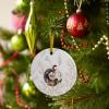 2024 Christmas Ornament Xmas Tree Hanging Accessories,Fall White Black Floral Farm Pumpkin Christmas Tree Round Ceramic Ornaments for Holiday Party Home Decor,Thanksgiving Gold Foil Leaf view 4