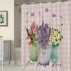 Shower Curtain, Vase Tulip Lavender Florals Buffalo Plaids Washable Shower Curtain with Hooks Bath Decor Fabric Shower Curtains for Bathroom, Hotel, Stalls, Bathtubs, 72x72 in view 3