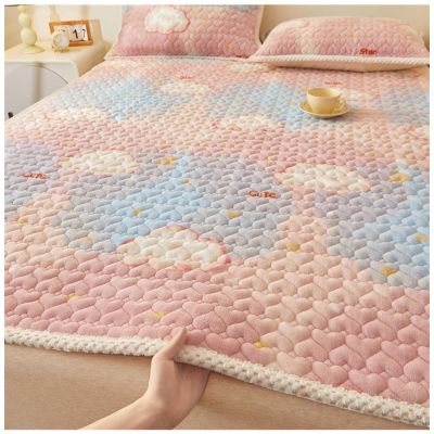 Winter Folding Mattress, Portable Thick Milk Velvet Mattress with Printed Pattern, Keep Warm, Soft, Skin-friendly, Non Slip Bottom, for Home, Dormitories, Machine Washable(Size:120X200CM,Color:D)