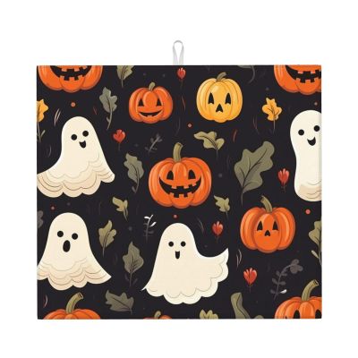 Halloween Dish Drying Mat - Reversible Microfiber Design - Absorbent And Versatile Kitchen Essential 18x16 Inch