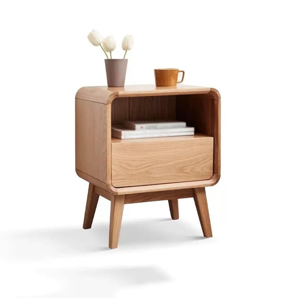 LINKIO Side Tables Bedroom Indoor Square Double Sliding Drawer Bedside Cabinet Living Room Side Cabinet Bedroom Large Capacity Locker Bed Side Table