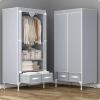 Amunpitic Portable Wardrobe Storage Closet, Closet Wardrobe Rack, Fabric Wardrobe with Hanging Rods for Bedroom, Easy to Assemble and Strong and Stable, for Hanging Clothes view 2