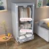 Amunpitic Portable Wardrobe Storage Closet, Closet Wardrobe Rack, Fabric Wardrobe with Hanging Rods for Bedroom, Easy to Assemble and Strong and Stable, for Hanging Clothes view 4