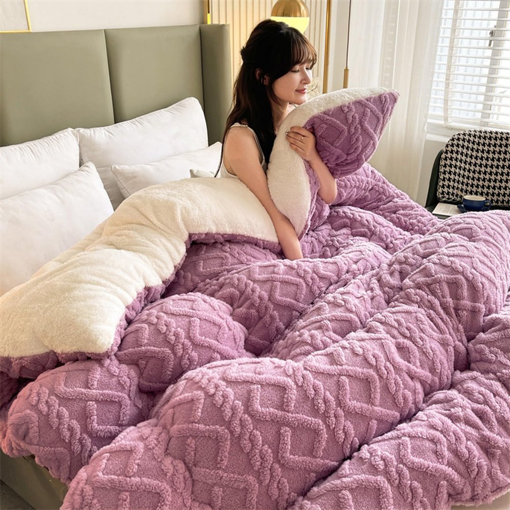 XHCTNN Super Warm Lamb Quilt Winter Blanket, Thickened Super Soft Insulation Hibiscus Winter Quilts - Double Sided Thicken Comforter Core(F,200 * 230cm/4kg)