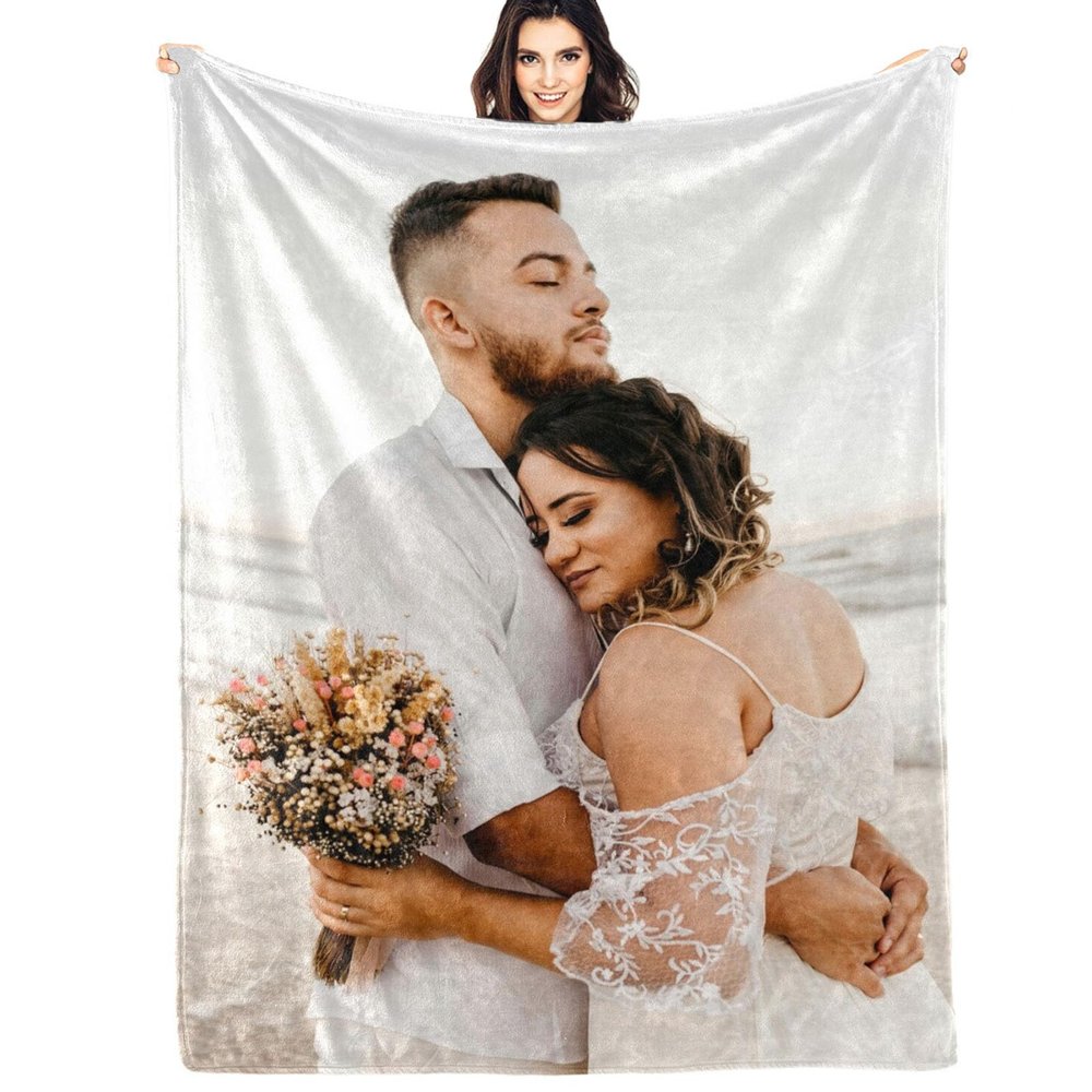 D-Story Custom Blanket with 1 Pictures Texts: Made in USA, Customized Blanket Personalized Photo Throw Blanket Customize Fathers Day Dad Mom Gifts for Friends Boyfriend Pet Birthday Valentines Day
