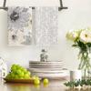 Artoid Mode Silver Floral Leaves Boho Kitchen Towels Dish Towels, 18x26 Inch Seasonal Decoration Hand Towels Set of 4 view 2