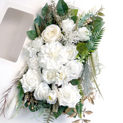 Muhanjia Vintage Style Artificial Flowers and Greenery Combo Box Set, Fake Flower for DIY Wedding Bridal Bouquet, Centerpieces Decor, Floral Arrangement Decor, etc.(White)