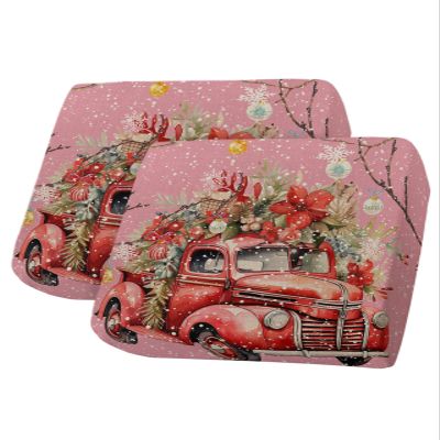 Christmas Truck Stretch Couch Sofa Cushion Covers,Sectional/Individual/L/T Shape Sofa Couch Slipcover Furniture Slip Cover Protector with Elastic Bottom,Farmhouse Flower Xmas Balls Pink S Size 2-PC
