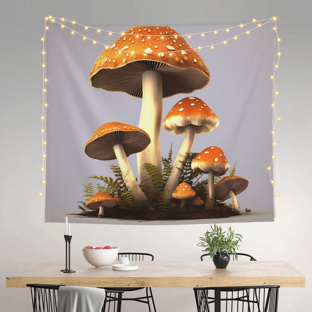 LZQPOEAS Edible Mushrooms Tapestry Wall Hanging for Living Room 60 x 51 in Tapestry for Bedroom Home Decor Tapestries Wall Art Hanging Personalized Wall Blanket Wall Hanging Decor for Party Supplies