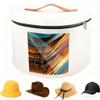 Qivine Round Hat Storage Box, Foldable Travel Hat Boxes for Women Storage, Stackable Felt Hat Boxes with Dustproof Lid Space Saving for Round Brim, Cowboy, Panama & Tweed Hats view 1