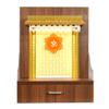 Home Temple Pooja Mandir Wooden Mandir for Home Wall Hanging Mandir in Walnut Brown Colour with Inbuilt Lighting and Drawer Storage / (Mandir Size H-21, L-16, W-10 Inches) view 2