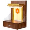 Home Temple Pooja Mandir Wooden Mandir for Home Wall Hanging Mandir in Walnut Brown Colour with Inbuilt Lighting and Drawer Storage / (Mandir Size H-21, L-16, W-10 Inches) view 3