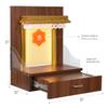 Home Temple Pooja Mandir Wooden Mandir for Home Wall Hanging Mandir in Walnut Brown Colour with Inbuilt Lighting and Drawer Storage / (Mandir Size H-21, L-16, W-10 Inches) view 4