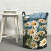 Round Laundry Basket with Handles Personalized Laundry Hamper for Bedroom Daisies Circular Laundry Lightweight Waterproof Storage Basket Dirty Clothes Hamper for Bathroom Dorm view 1