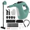 COSTWAY Handheld MultiPurpose Steam Cleaner with 17 Pieces, 350ml Large Capacity Steam Mop Continuous Fill water, Portable Chemical-Free Steamer for Home Use, Floors, Windows, 1400W, Green view 1
