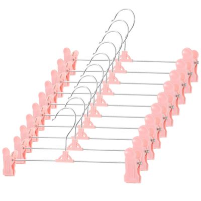 Cabilock 10pcs Adjustable Nonslip Plastic Clothing Hangers with Clips for Pants Skirts and Scarves Space-Saving Design for Organized Wardrobe Nordic