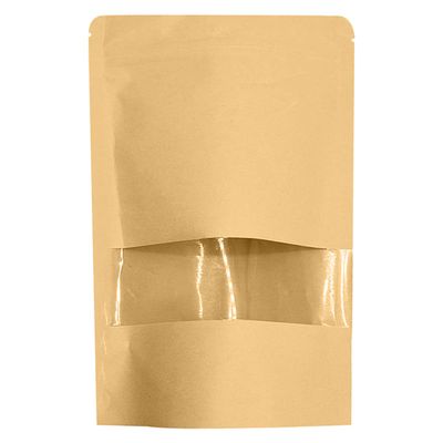 ECYC 50 Pcs 7.09x11.81 inch Kraft Pouches Bags with Clear Window, Brown Kraft Paper Bags with Zip Resealable Bags Food Storage Bags for Packaging